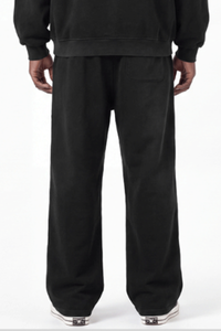 Unisex Fall Washed Fleece Contrast Loose Fit Sweatpants