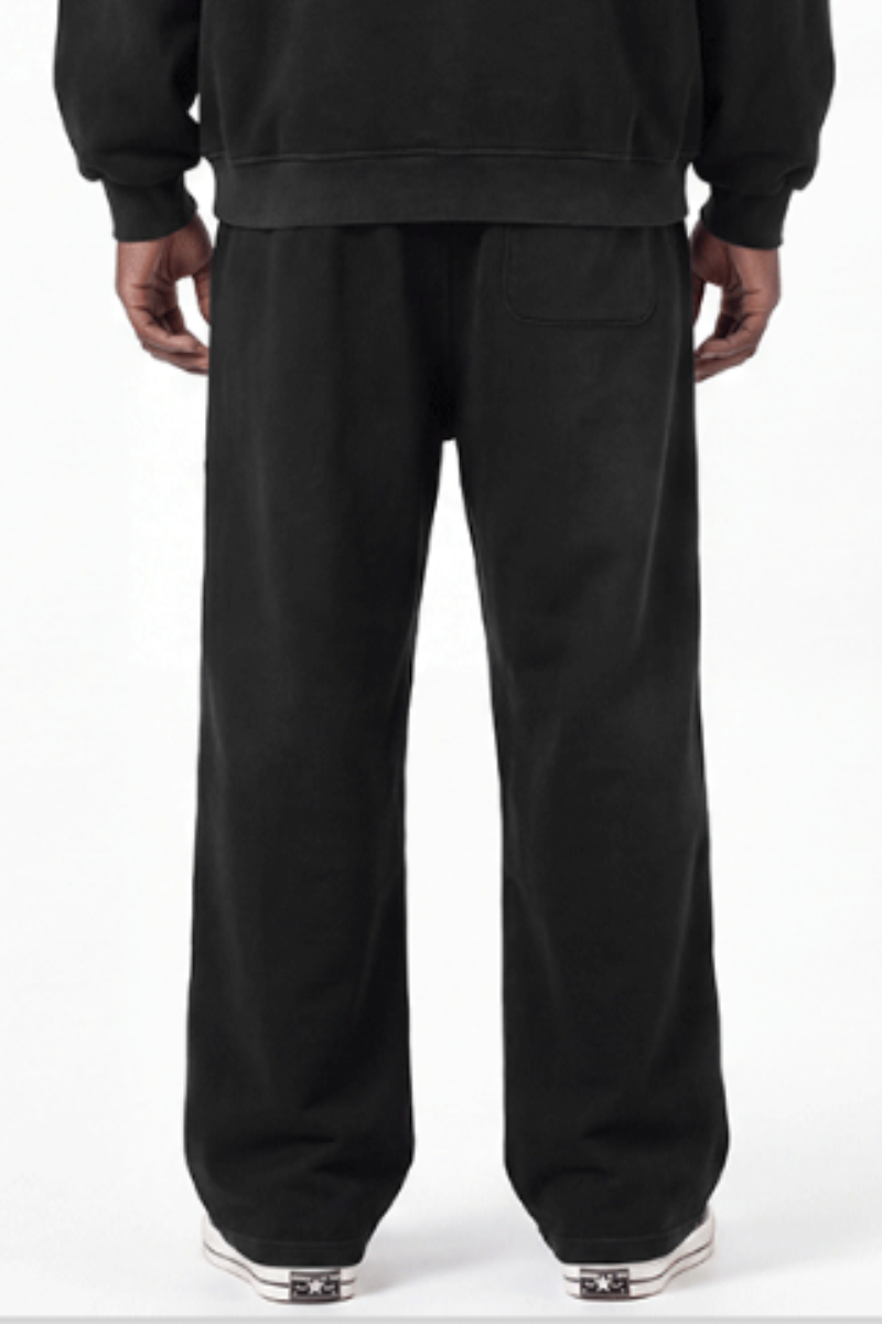 Unisex Fall Washed Fleece Contrast Loose Fit Sweatpants