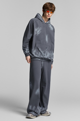 Men's Vintage Fall Set: Washed Hoodie & Wide-Leg Sweatpants
