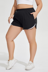 Plus Size Women's Reflective Faux Two-Piece Athletic Shorts