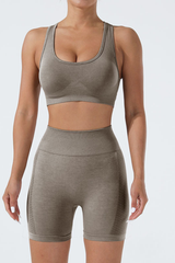 Women's Sports Seamless Set:U-neck Bra And Shorts