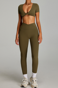 Women's Set:Twist-Front Tank TopTank Top And High Waist Leggings