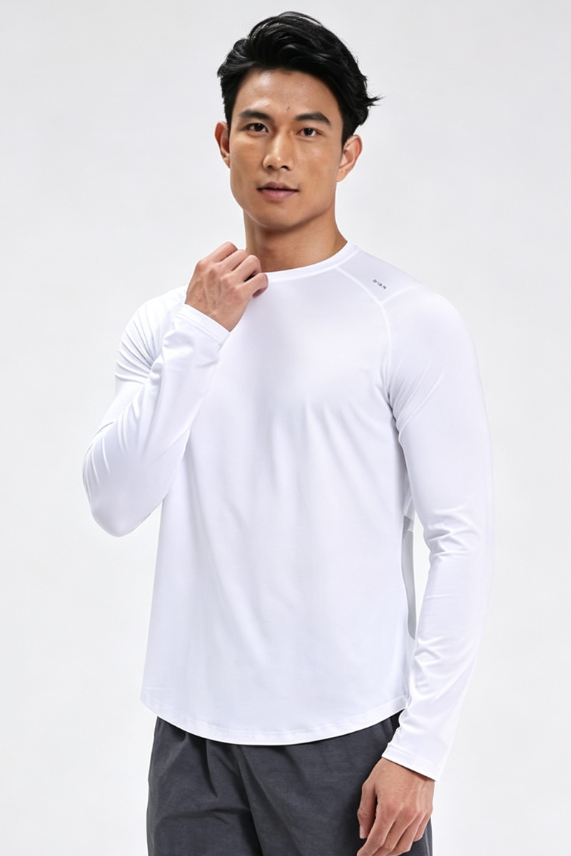 Men's Quick Dry Back Print Athletic Long Sleeve T-shirt
