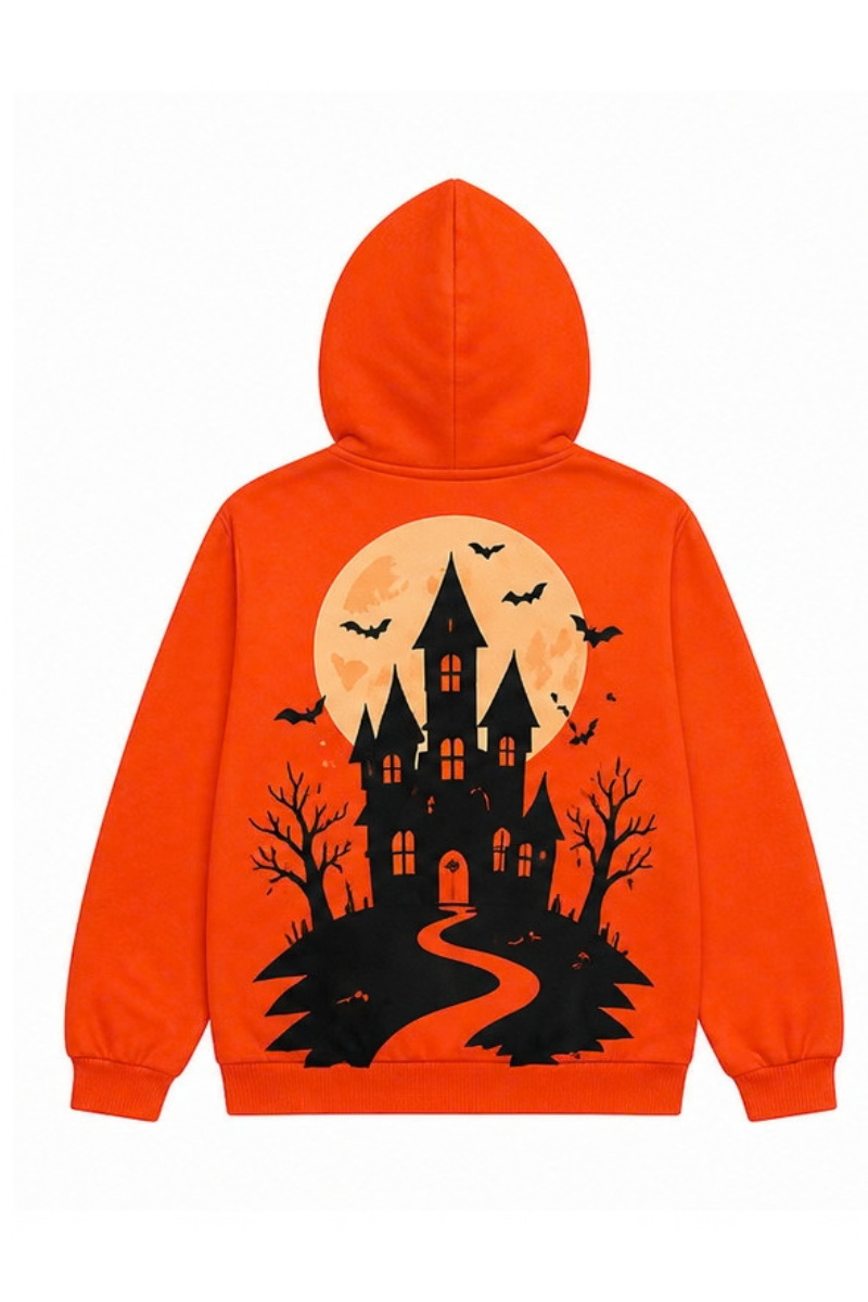 Unisex Halloween Multi Pattern Print Zip Up Hoodie