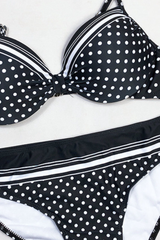 Women's High Waist Bikini - Polka Dot Patchwork Tight Fit