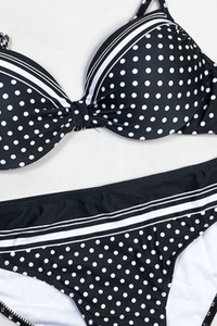 Women's High Waist Bikini - Polka Dot Patchwork Tight Fit