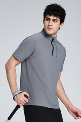 Men's Summer Half Zipper Stand Collar Casual T-shirt