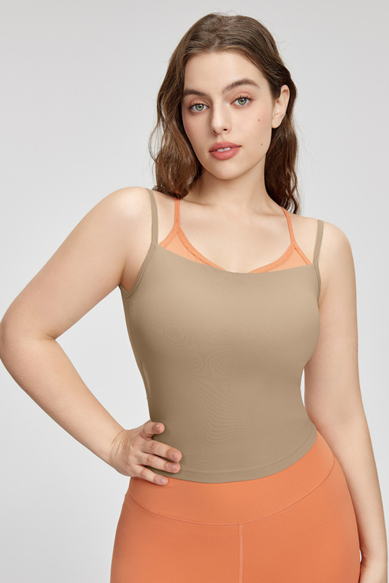 Plus Size Women's Faux Two-Piece Color-Block Sports Tank Top