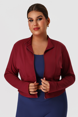 Plus Size Women's Fitted Stand Collar Line Detail Yoga Jacket