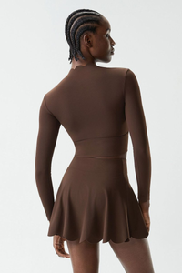 Women's Petal Long Sleeve Top And Tennis Skorts Two-Piece Set