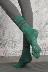 Women's Striped Crew Yoga Grip Five-Toe Socks