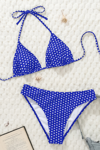 Women's Polka Dot Halter Neck Triangle Beach Bikini Sets