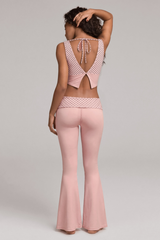 Women's Polka Dot Set:Tie-Back Cropped Tank Top & Flare Pant