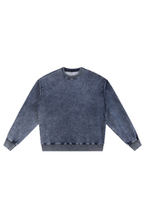 Unisex Fall 380G Heavyweight Washed Denim Relaxed Pullover