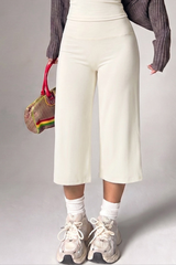 Women's High-Waist Wide-Leg Sports Yoga Cropped Pants