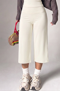 Women's High-Waist Wide-Leg Sports Yoga Cropped Pants