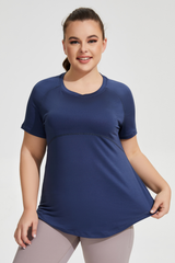 Plus Size Women's Long Breathable Mesh Yoga T-shirt