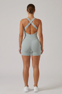 Women's Wide Straps Cross-Back One-Piece Sports Jumpsuits