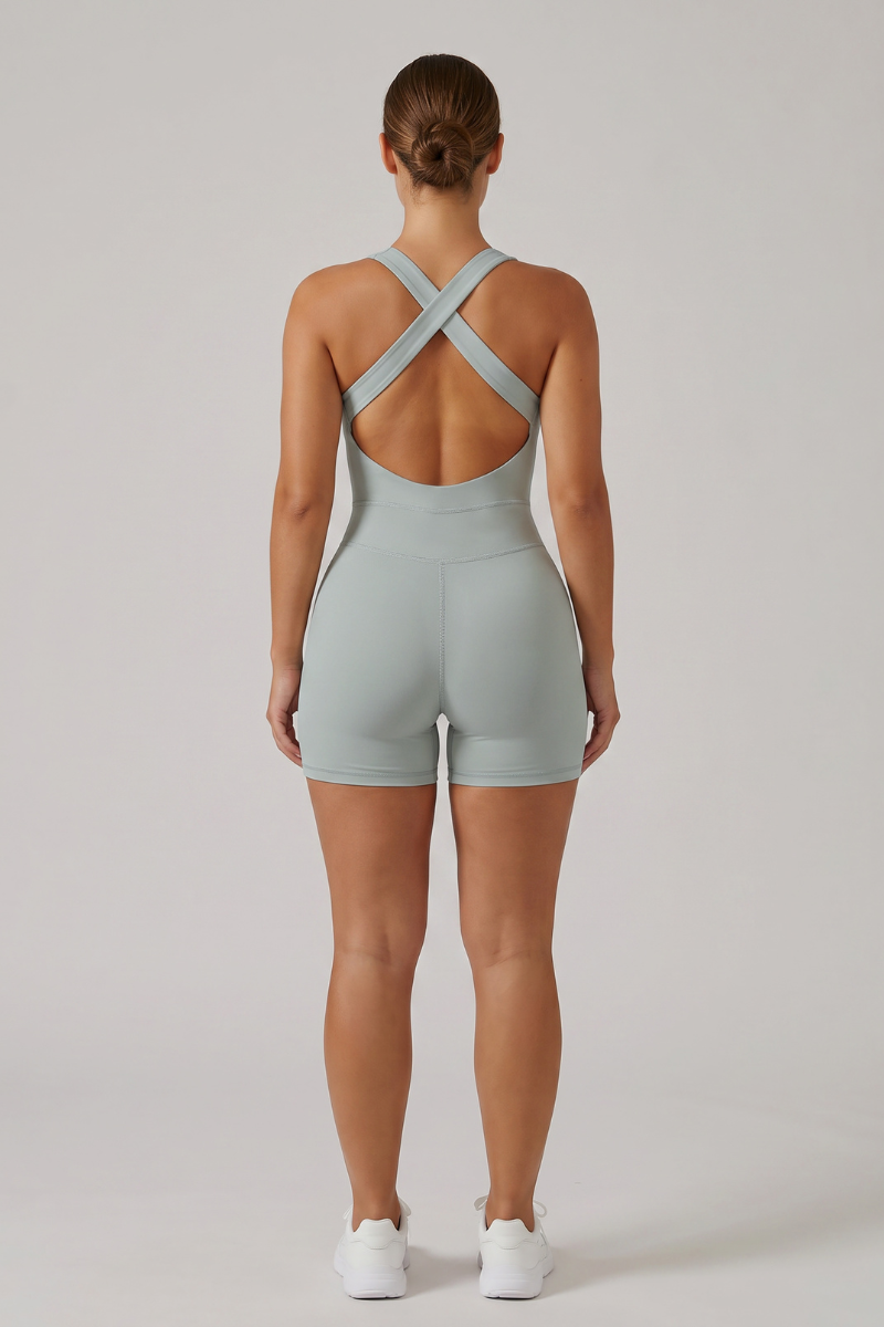 Women's Wide Straps Cross-Back One-Piece Sports Jumpsuits