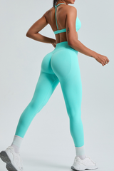 Women's Two-Piece Set:Halterneck Bra And High-Waist Leggings