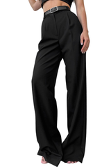 Loose, straight-cut, long trousers or suit pants