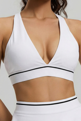 Women's Deep‑V Halter Crisscross Back Sports Yoga Bra