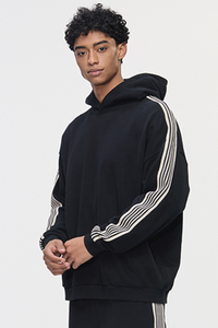 Men's 350g Color Block Side Stripe Ribbed Cuff Hoodie