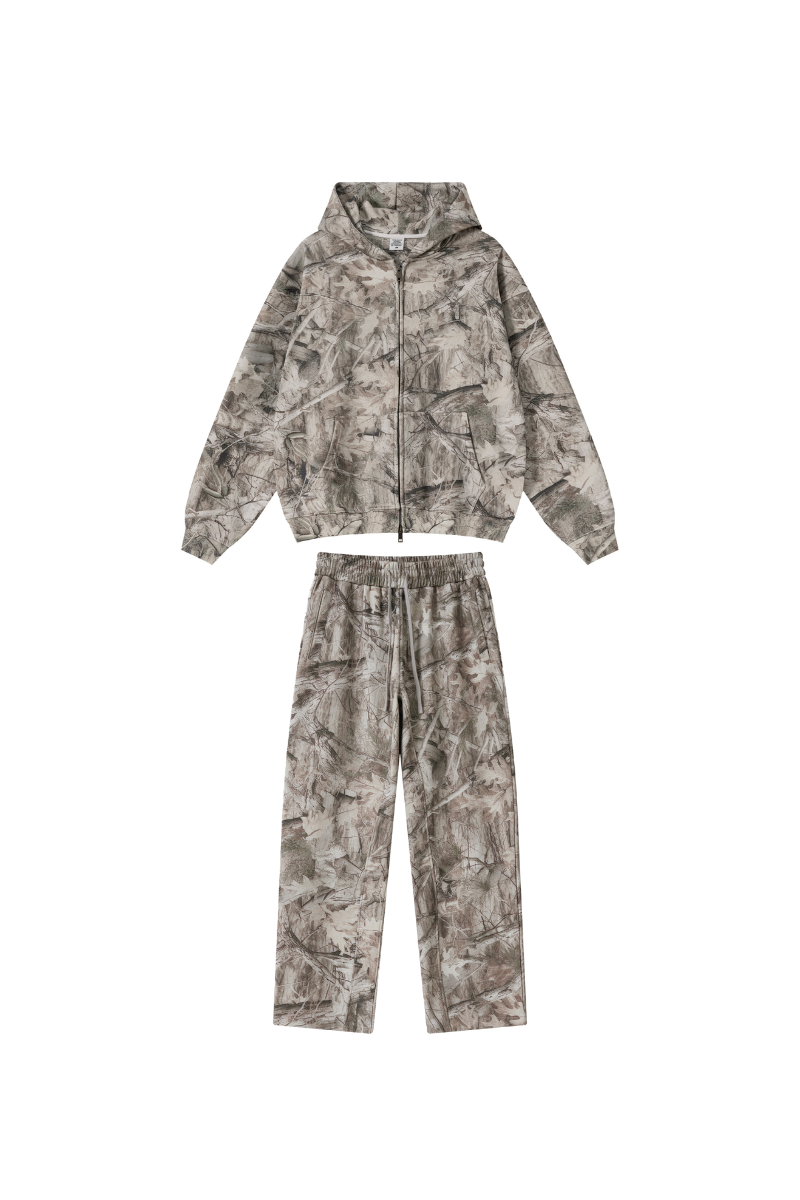 Men's Loungewear Sets:Camo Hooded Jackets & Casual Pants