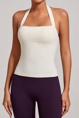 Women's Athletic Patchwork Backless Halterneck Tank Top