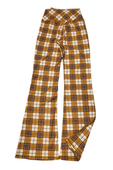 Women's Plaid Print Drawstring Flared Athletic Pants