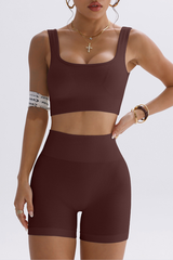 Women's Sport Set:U-Neck Wide Strap Bra And High Waist Short