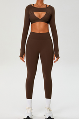 Women's Set:Cross Back Triangle Cup Bra & Tank Top & Leggings