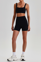 Women's  High Stretch Bra & No Front Seam Yoga Shorts Set
