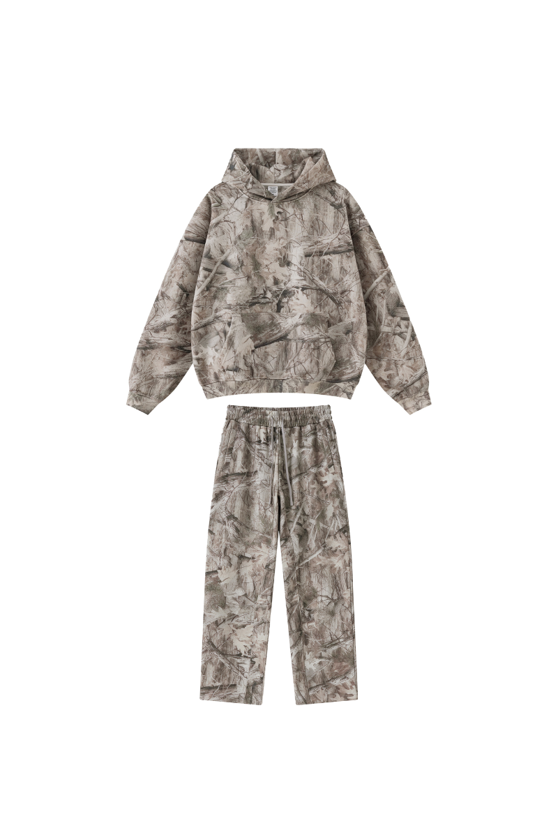 Men's Loungewear Sets:Tree Branch Camo Hoodie & Casual Pants