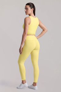 Women's Pilates Lace Trim Cropped Tank Top And Leggings Sets