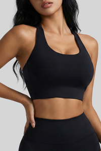 Women's Halter Twist‑Back Sports Bra With Built‑in Pads