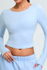 Women's Athletic Slim Backless Quick-dry Long Sleeves T-shirt