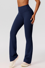 Women's High-Waist Pleated Buttocks Lift Flare Pants