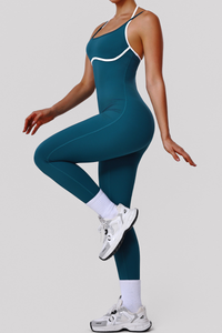 Women's Color-Blocked Spaghetti-Strap Backless Jumpsuit