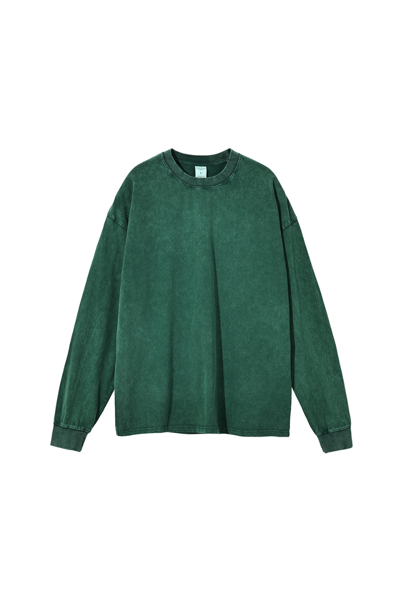 Unisex 100% Cotton Fall Vintage Washed Oversized Pullover