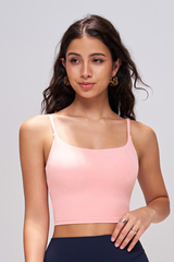 Women's Athletic Cross-back U-neck Solid Tank Top