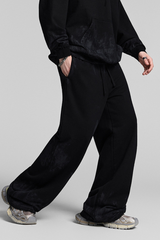 Distressed, worn-out straight-leg pants