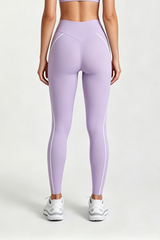 Women's Athletic Twist-Waist Contrast Stripes Leggings
