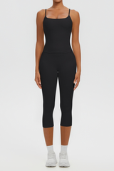 Women's Athletic Tank Top & High Waist Capri Leggings Set