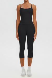 Women's Athletic Tank Top & High Waist Capri Leggings Set