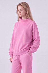Women's Fall Solid Side-Slit Neckline Mock Neck Sweatshirt