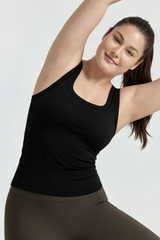 Plus Size Women's U Neck Wide Strap Fitted Yoga Tank Top