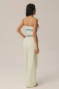 Women's Yoga Set:Striped Cami Top & Draped Casual Pants