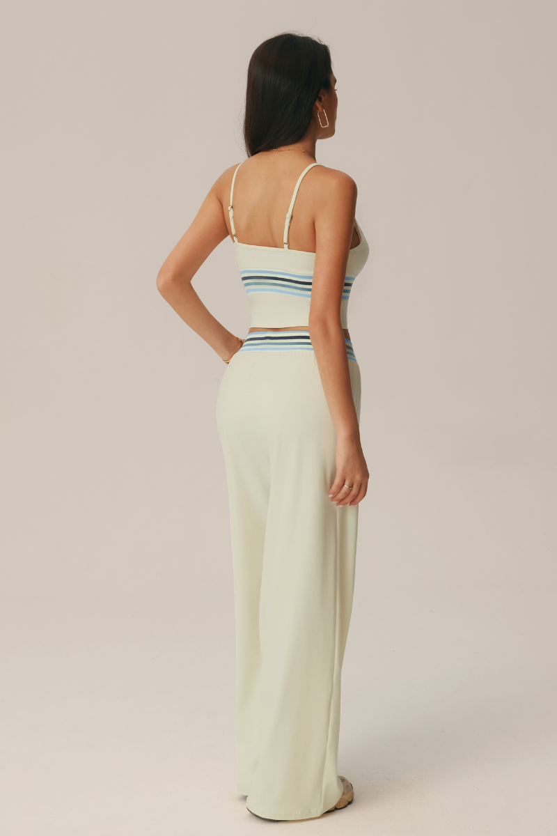 Women's Yoga Set:Striped Cami Top & Draped Casual Pants