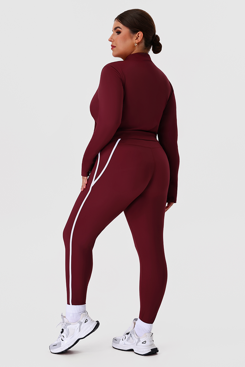 Plus Size Women's Yoga Two-Piece Set: Jacket & Side Color-Block Leggings